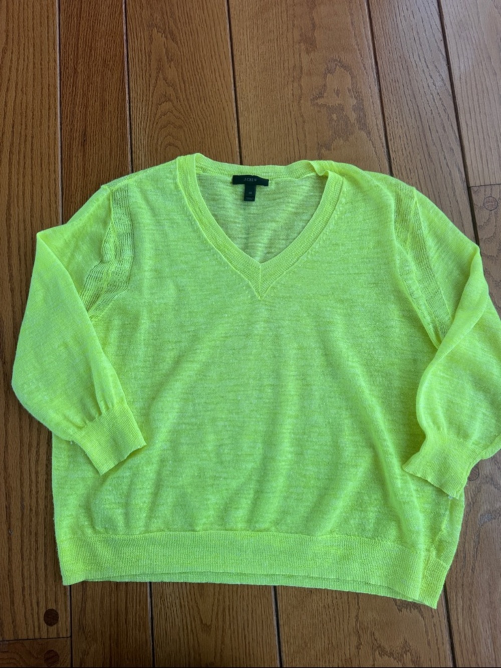 J. Crew Neon Yellow V-Neck Lightweight Sweater